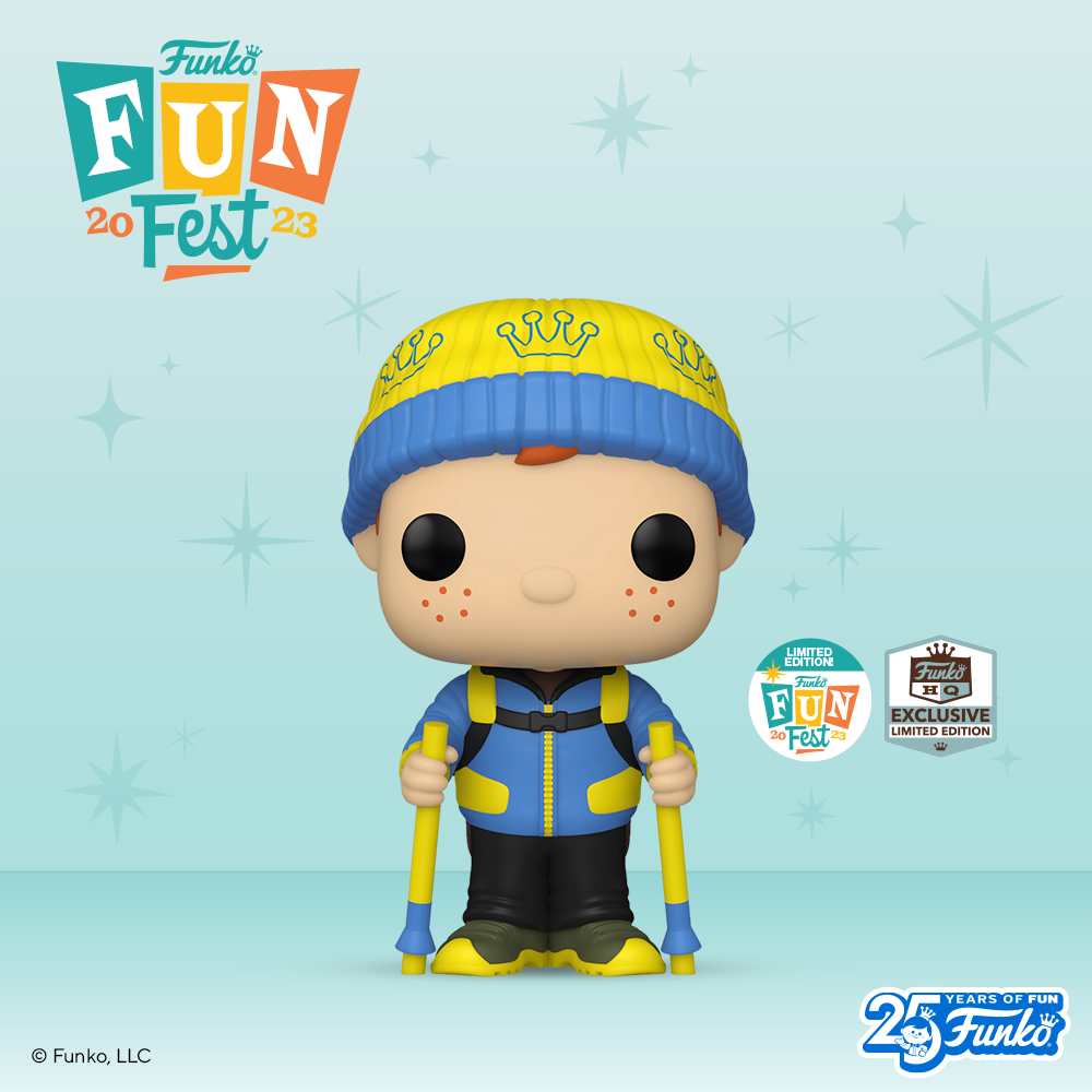 Pop! Freddy Funko Hiking with Hiking Poles, Bundled Up with a Hat and Coat.